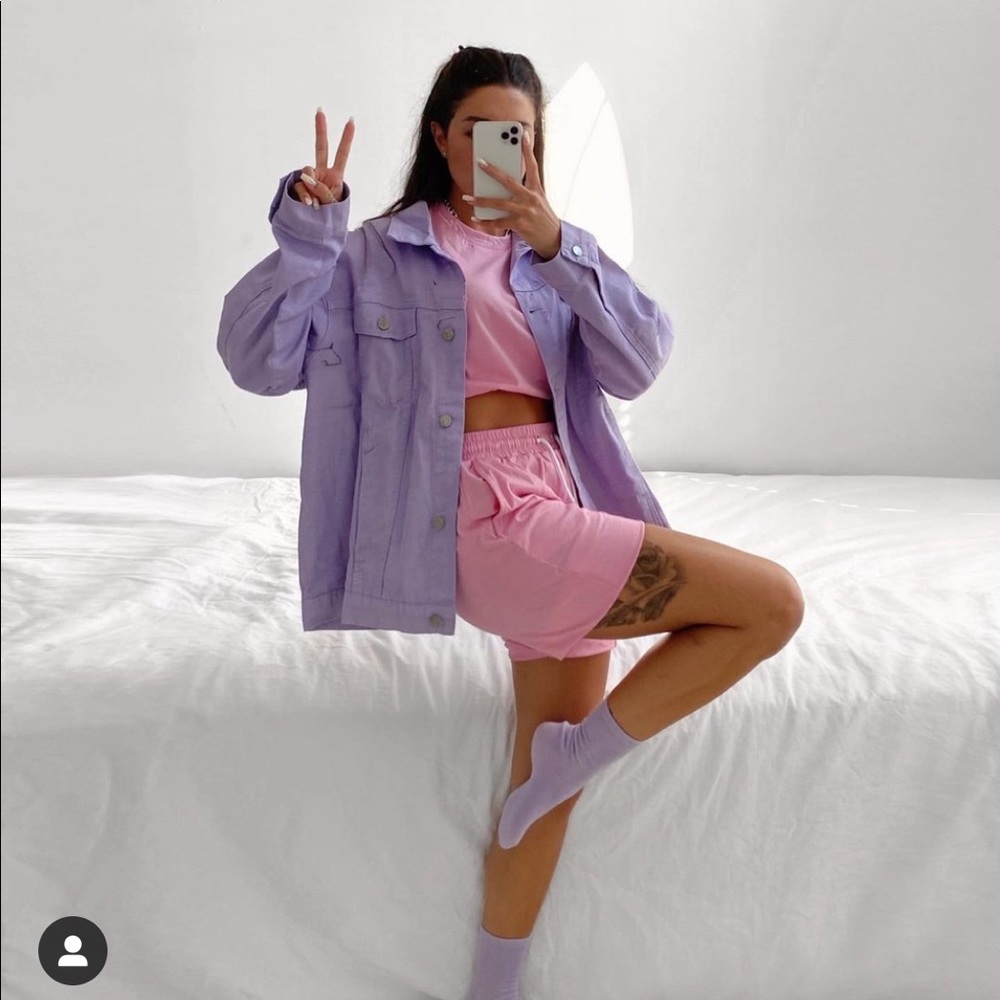 Oversized purple jean jacket